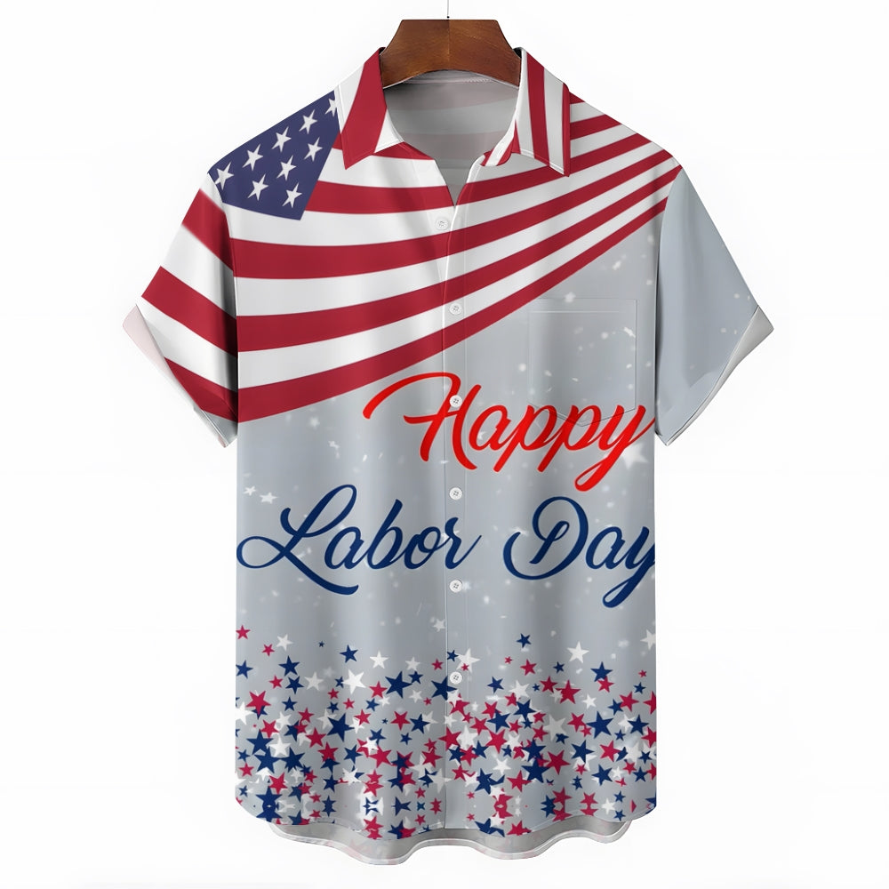 Labor Day Casual Large Size Short Sleeve Shirt 2408000361