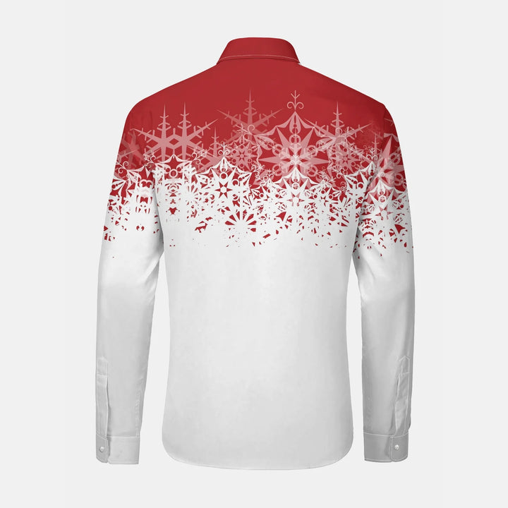 Santa Snowflake Print Long Sleeve Shirt