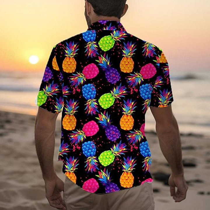 Men's Pineapple Hawaiian Oversized Short Sleeve Shirt