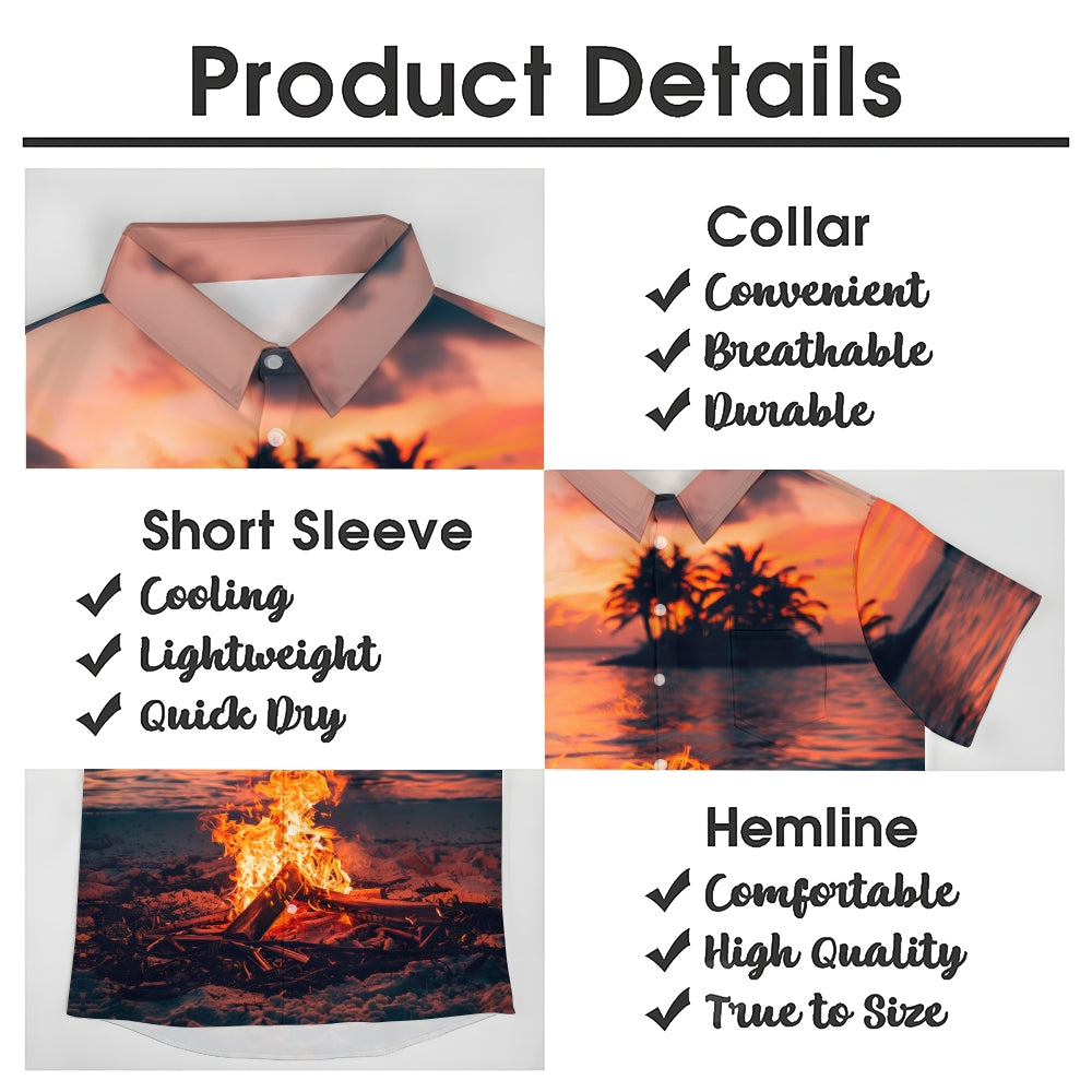 Sunset Bonfire Casual Short Sleeve Shirt 2408002803