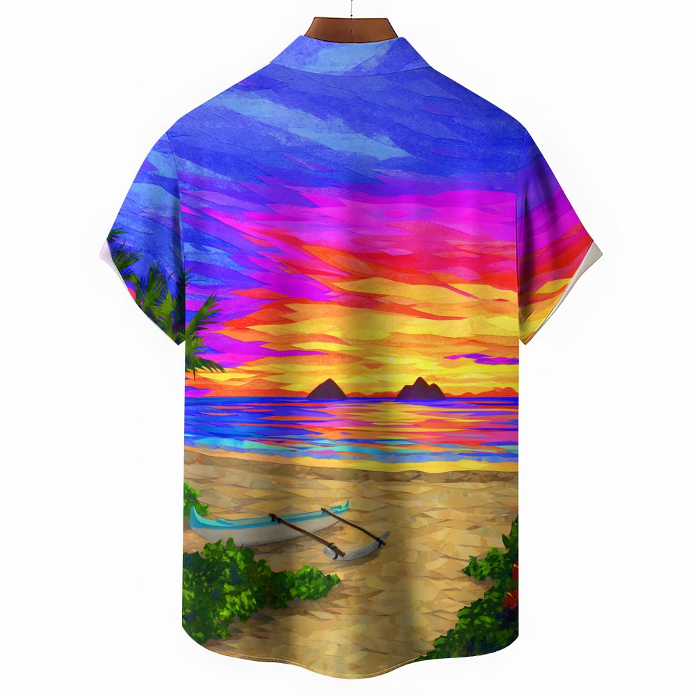 Beach Scenery Casual Short Sleeve Shirt 2409007973