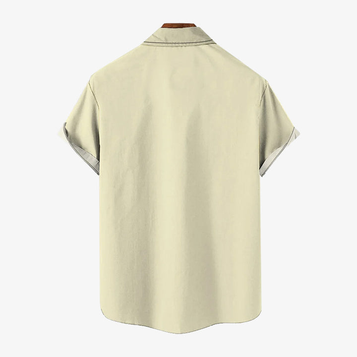 Vintage Desert Camel Print Bamboo Linen Short Sleeve Shirt
