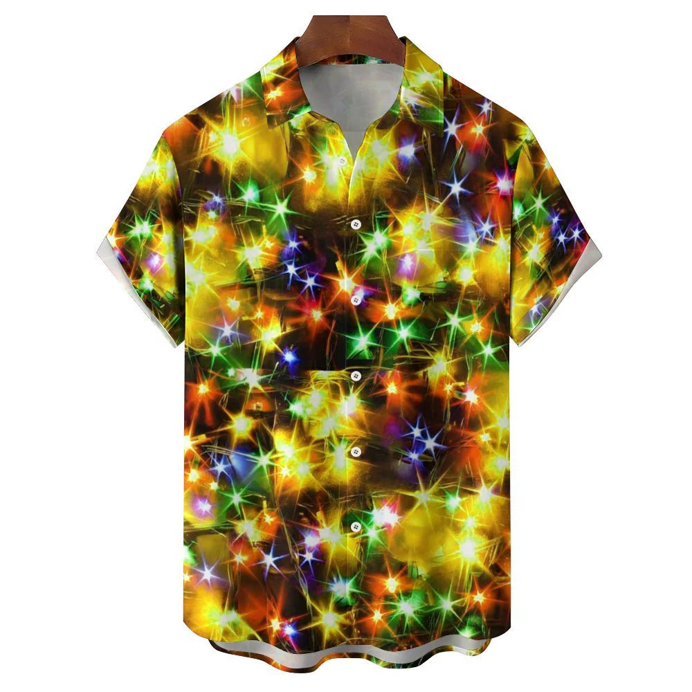 Men's String Light Print Short Sleeve Shirt 2310000675