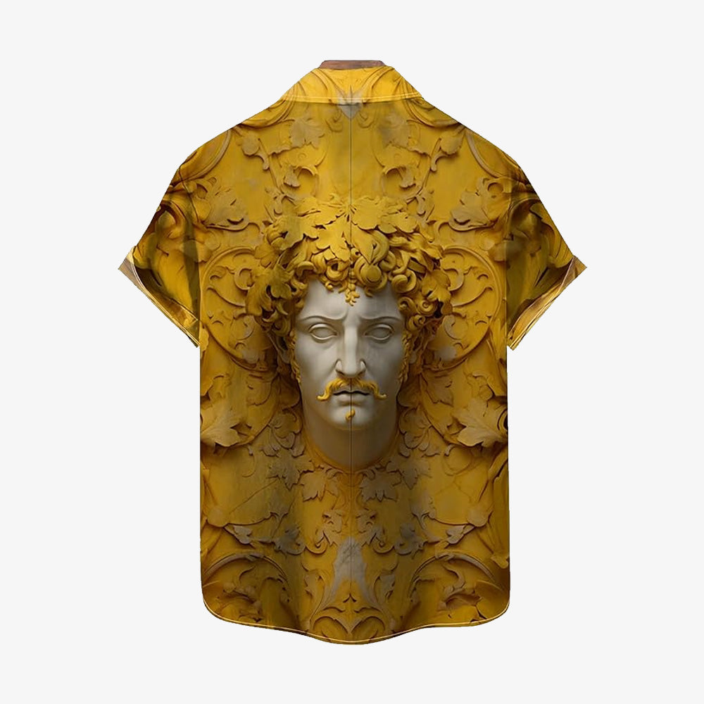 Baroque Gold Art Deco Print Casual Short Sleeve Shirt 2406000715