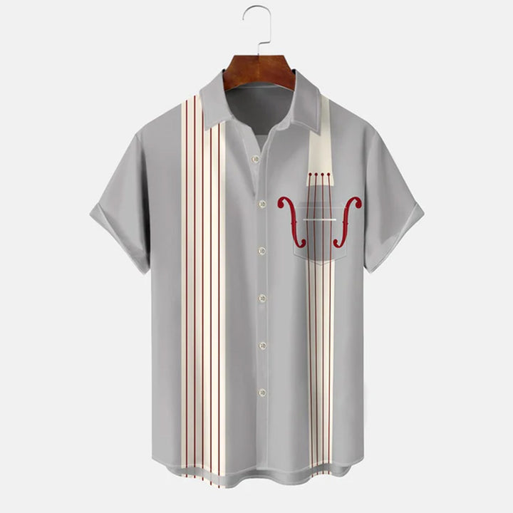 Christmas Guitar Casual 50's Bowling Short Sleeve Shirt