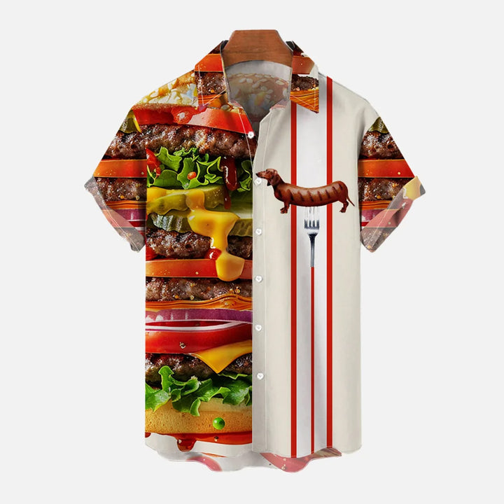 Hamburger Dachshund Casual Large Size Short Sleeve Shirt