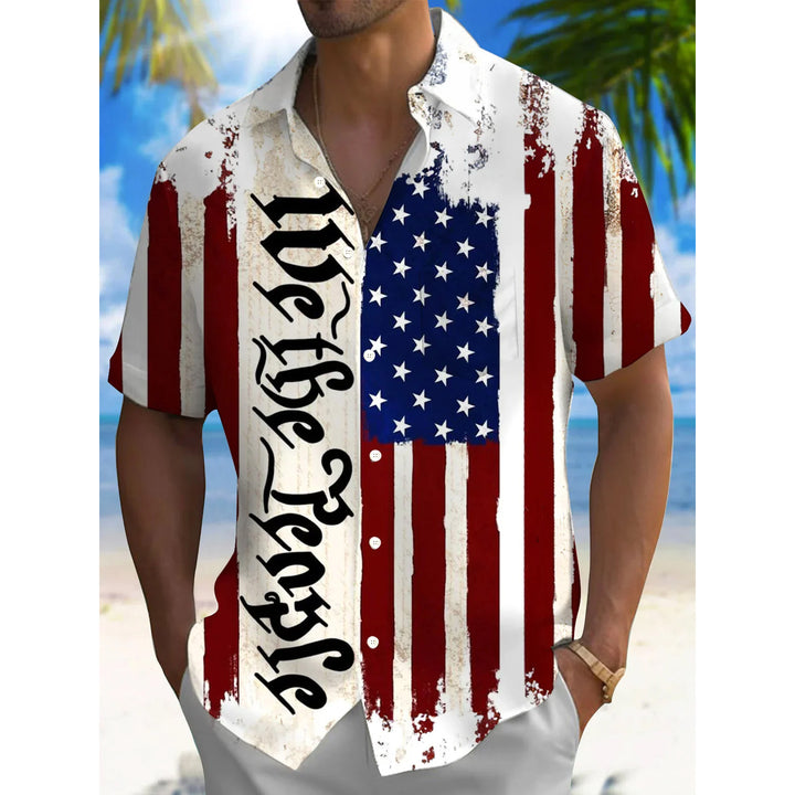 Vintage Flag Independence Day 3D Print Short Sleeve Shirt