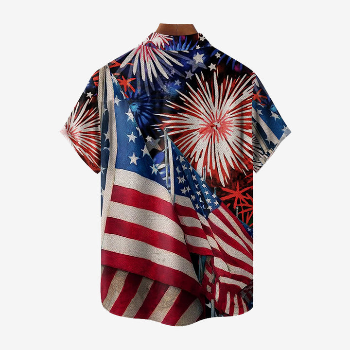 Stars and Stripes Casual Oversized Short Sleeve Shirt