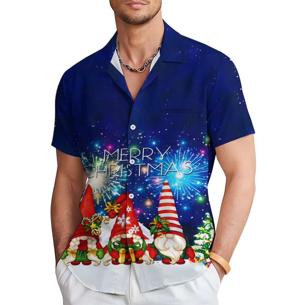 Merry Christmas Decorative Print Short Sleeve Shirt 2409011390