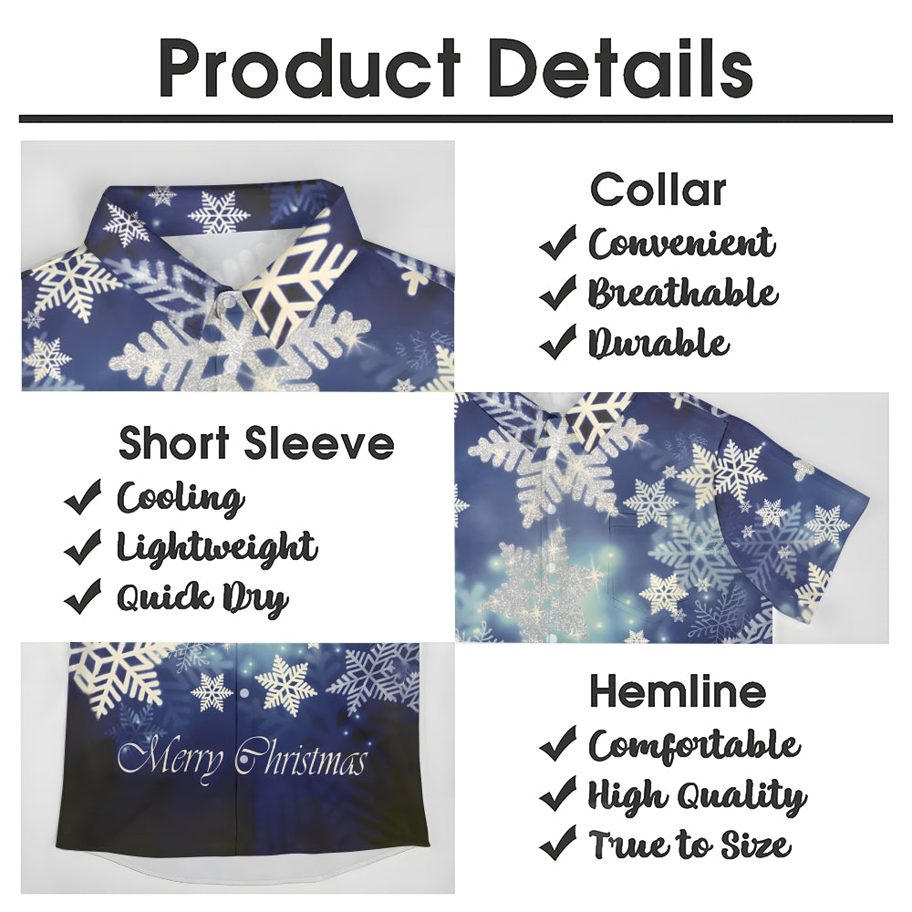 Merry Christmas Snowflakes Casual Short Sleeve Shirt 2411013100