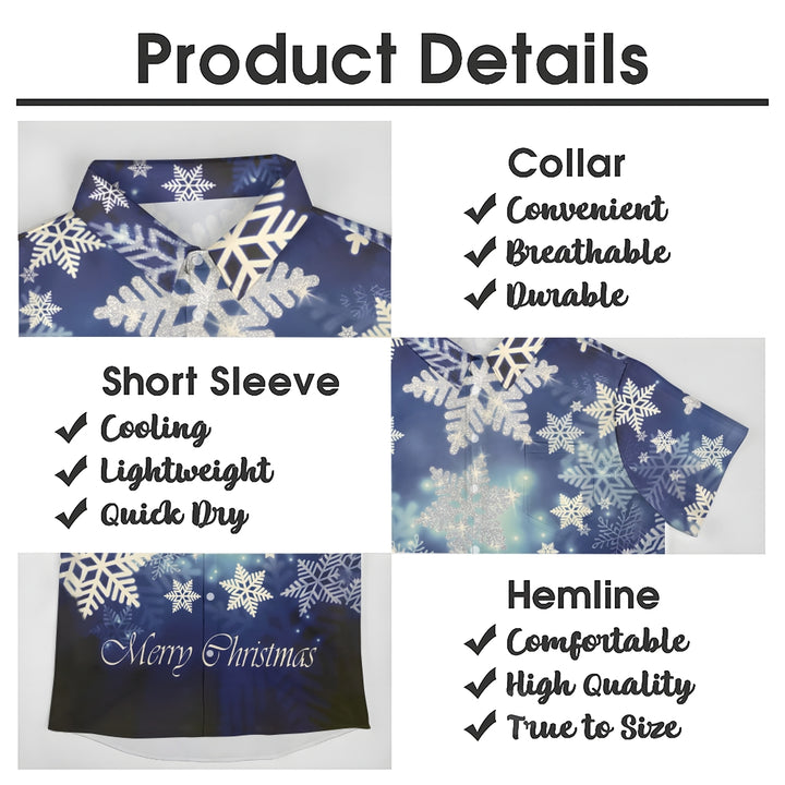 Merry Christmas Snowflakes Casual Short Sleeve Shirt 2411013100