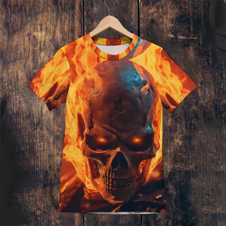 Flame Skull Halloween Unisex T-Shirt 2408007505