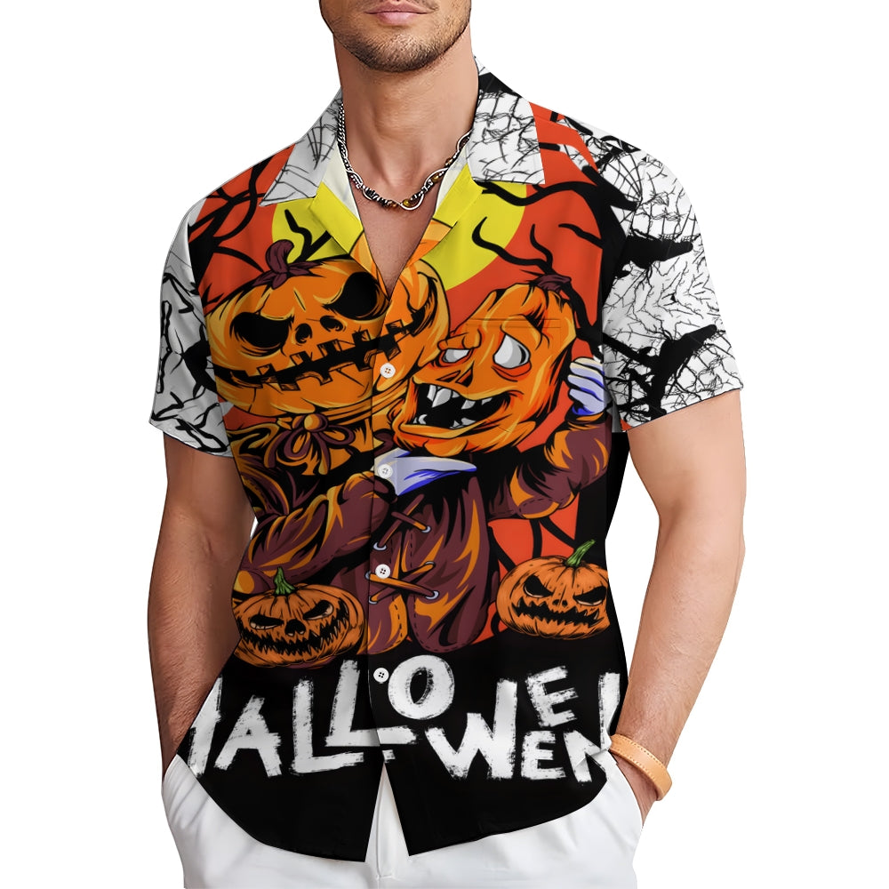 Halloween Ghost Pumpkin Short Sleeve Shirt 2409005117