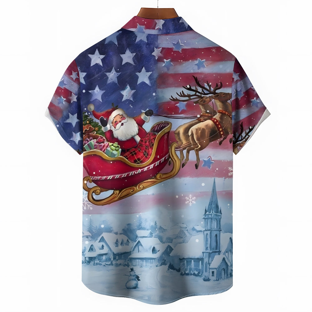 Men's Santa Claus Casual Short Sleeve Shirt 2411003254