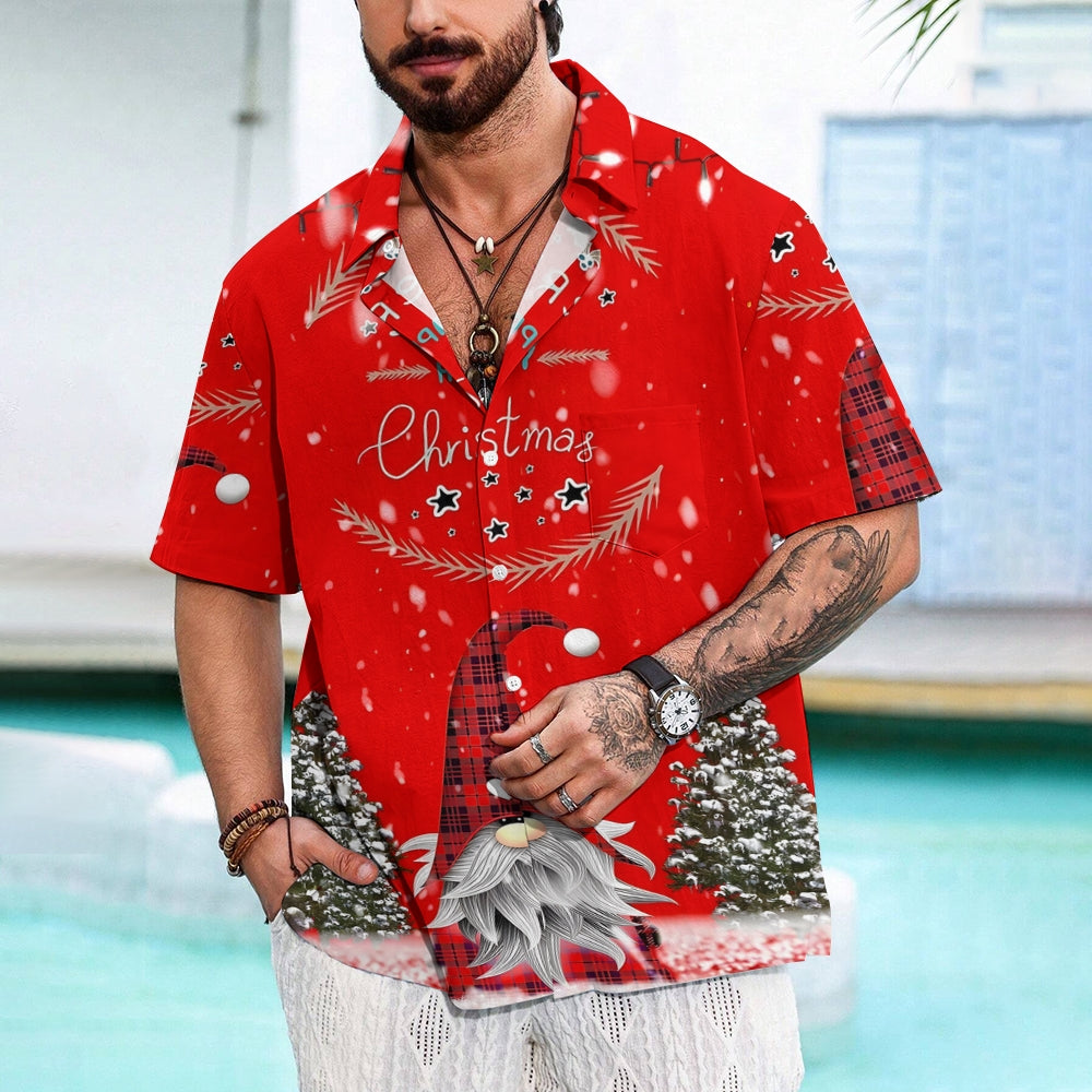 Men's Merry Christmas Gnome Snowflake Print Short Sleeve Shirt 2412007983