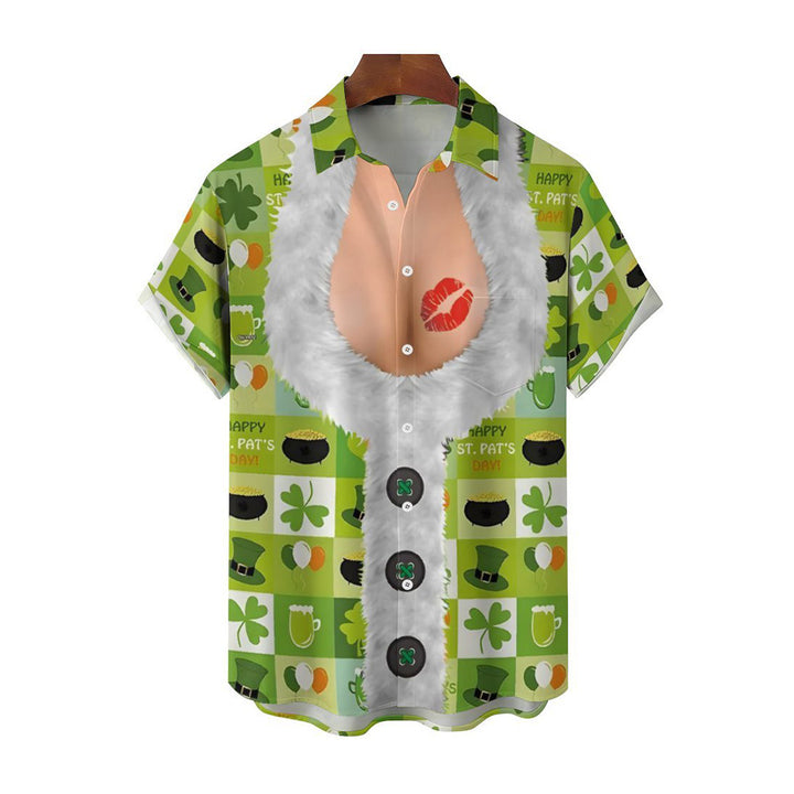 St. Patrick's Day Fun Dress Prints Casual Short Sleeve Shirt