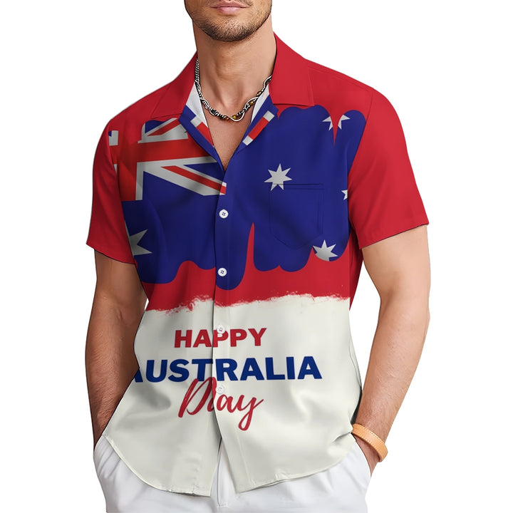 Happy Australia Day Print Short Sleeve Shirt 2411013423