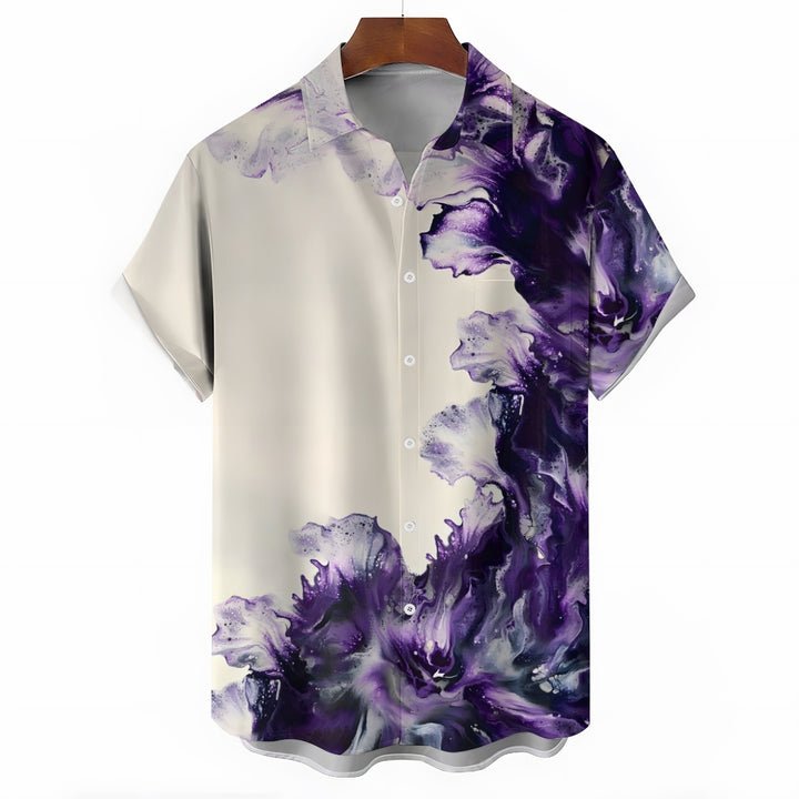 Purple Gradient Texture Art Print Short Sleeve Shirt 2405000465