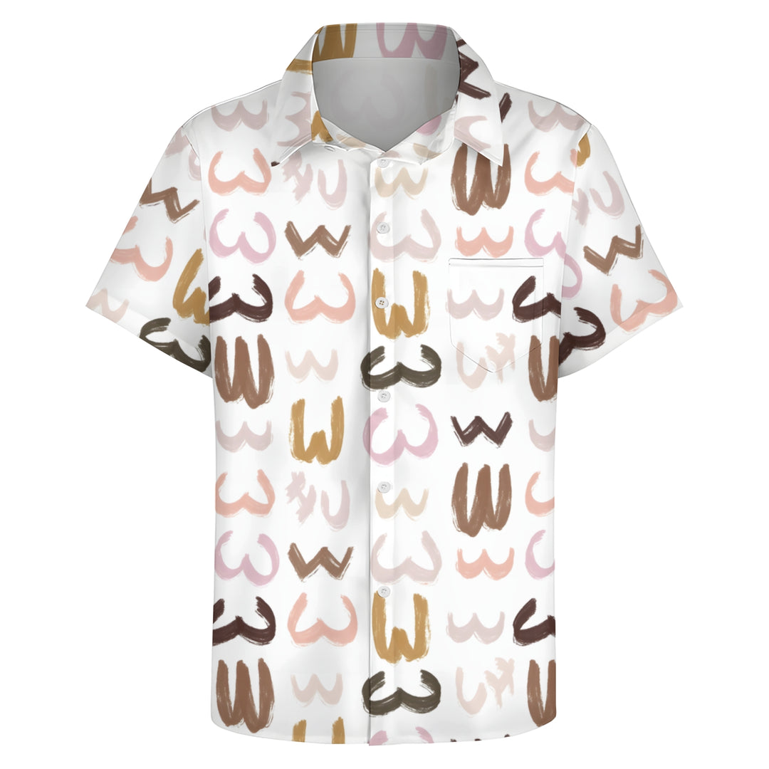 Men's Abstract Print Casual Short Sleeve Shirt 2404001295