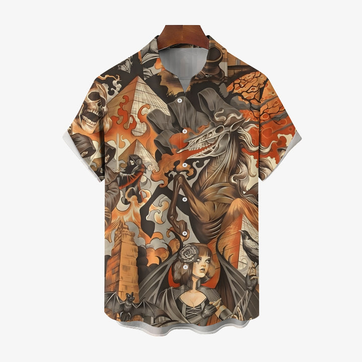 Skull Knight Demon Art Print Casual Shirt 2412006324