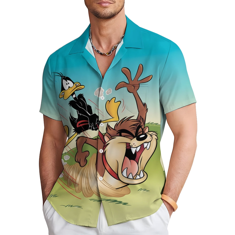 Cartoon Character Chase Print Casual Short Sleeve Shirt 2412001944