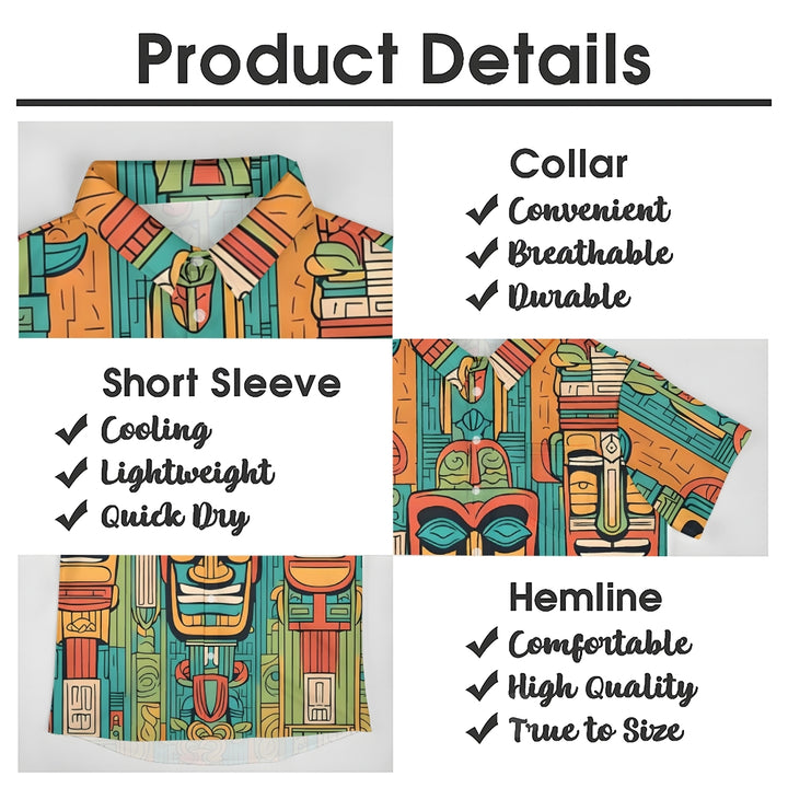 Men's Tiki Art Print Casual Short-Sleeved Shirt 2410005816