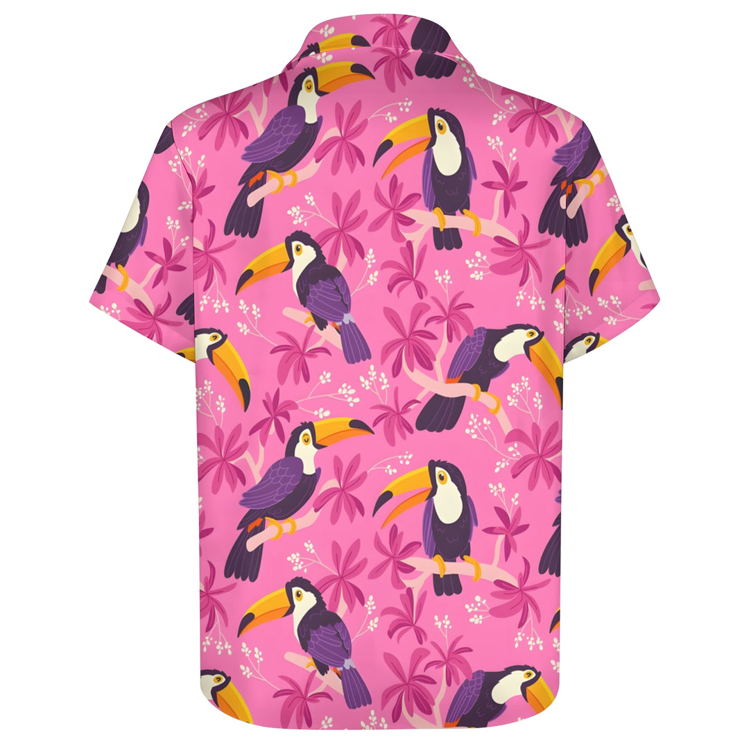 Men's Hawaiian Toucan Print Casual Short Sleeve Shirt 2403000504