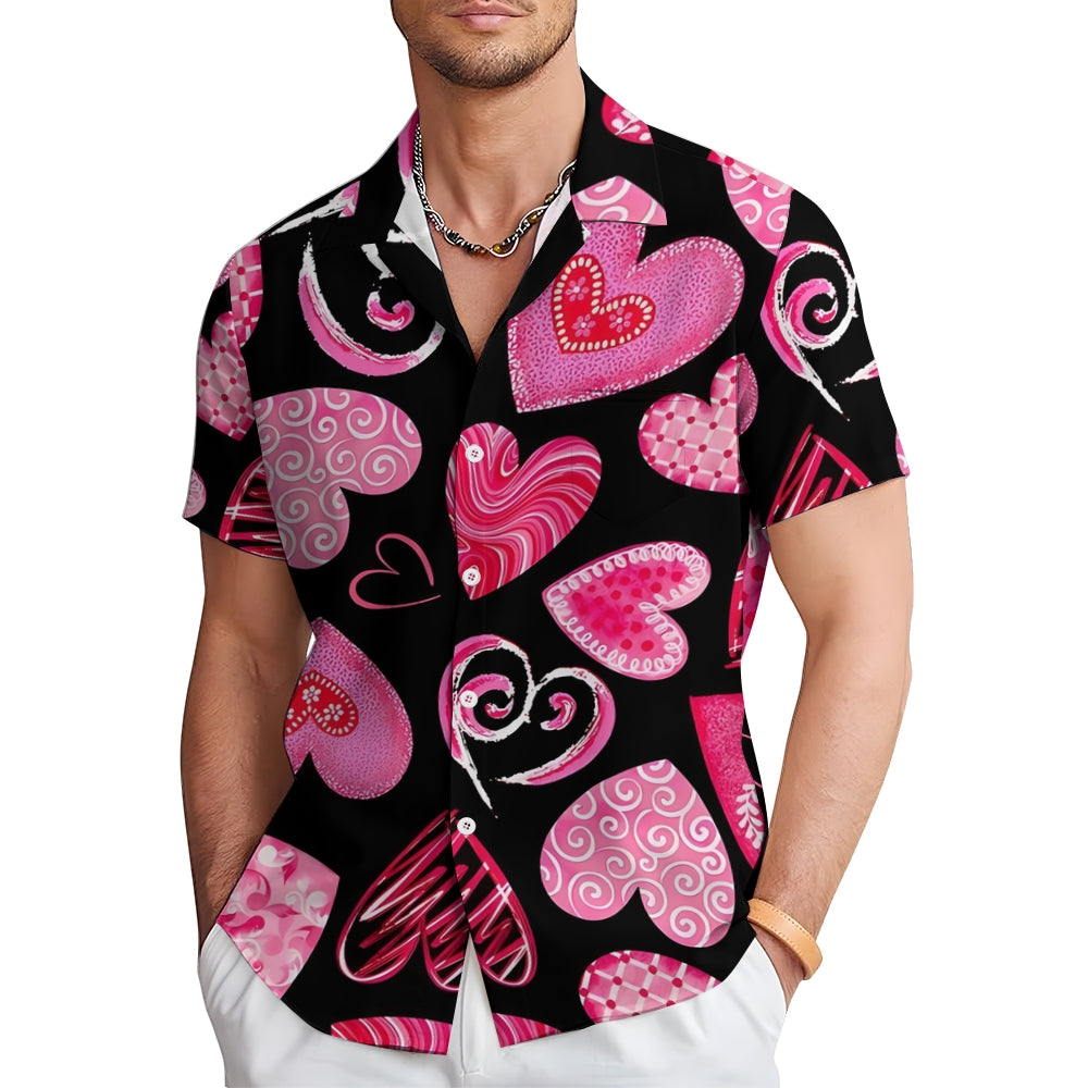 Valentine's Day Love Pink Print Casual Shirt 2412006509