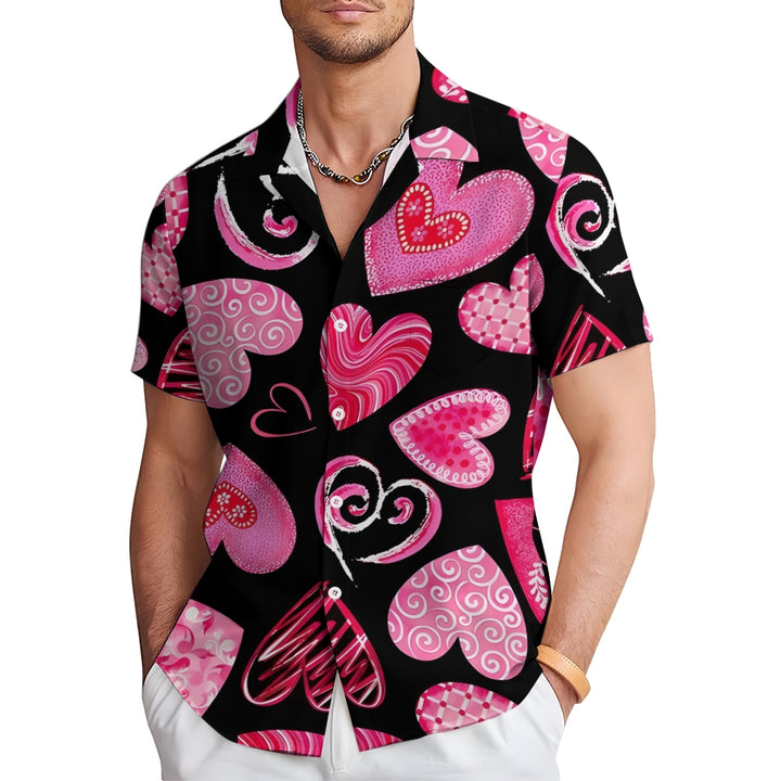 Valentine's Day Love Pink Print Casual Shirt 2412006509