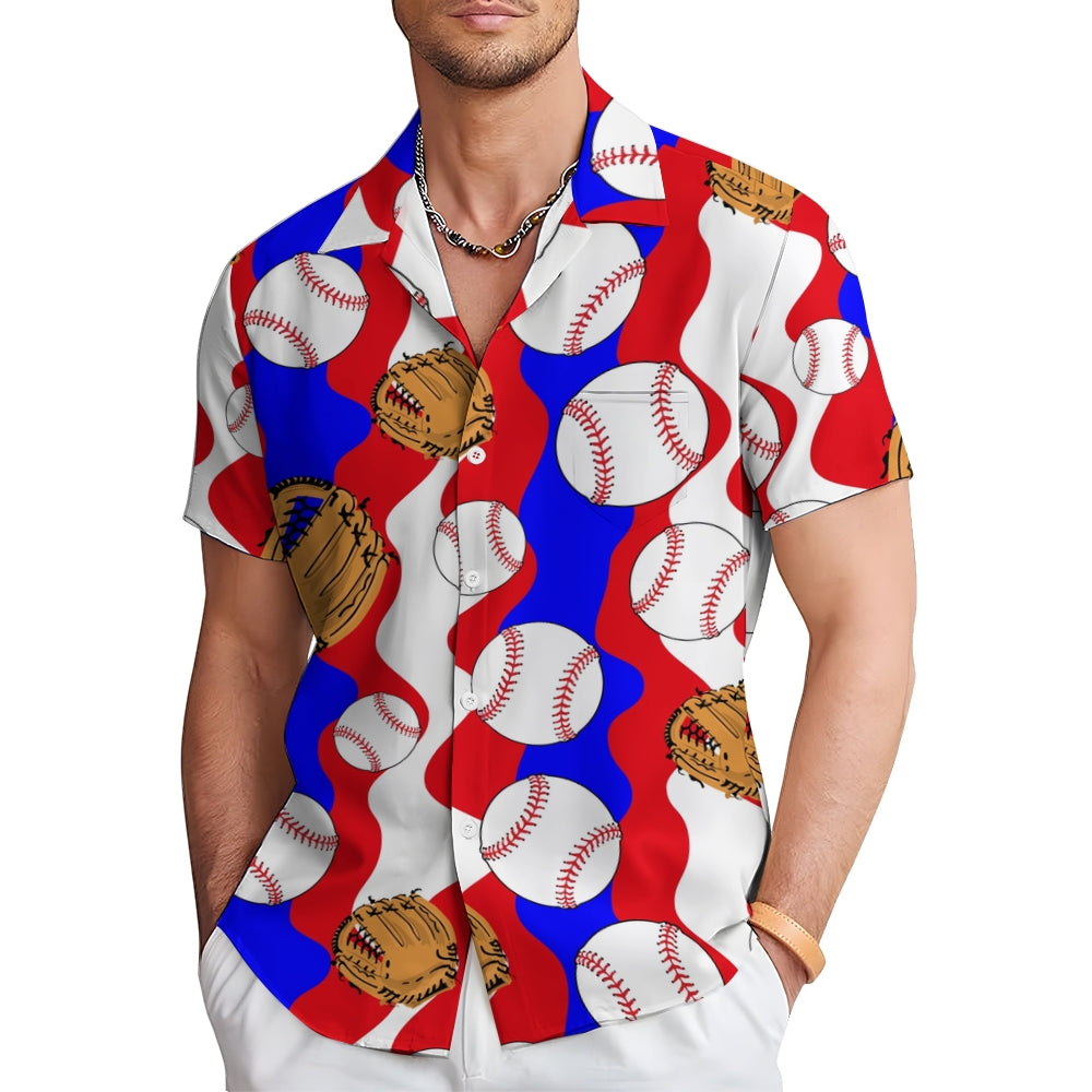 Baseball Casual Oversized Short Sleeve Shirt 2407003654