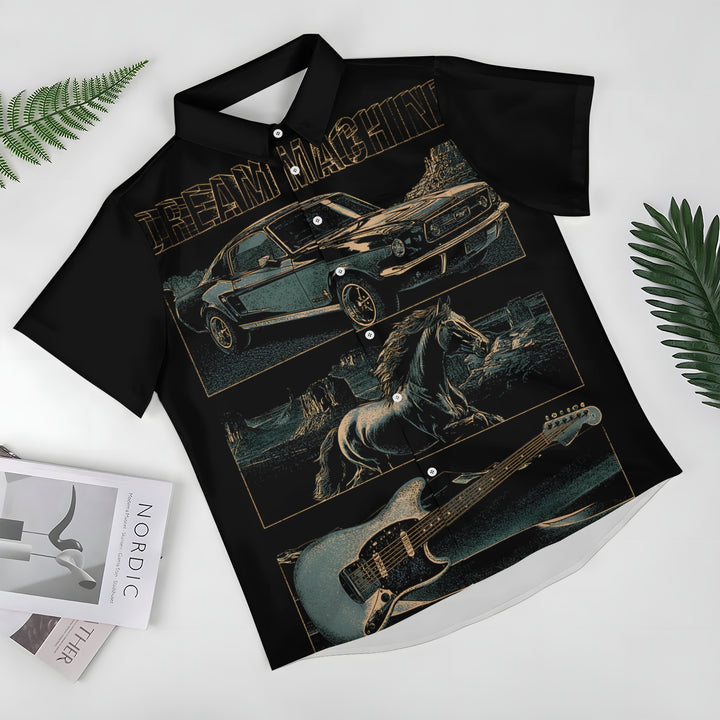 Men's Dream Machine Print Casual Short Sleeve Shirt 2403000569