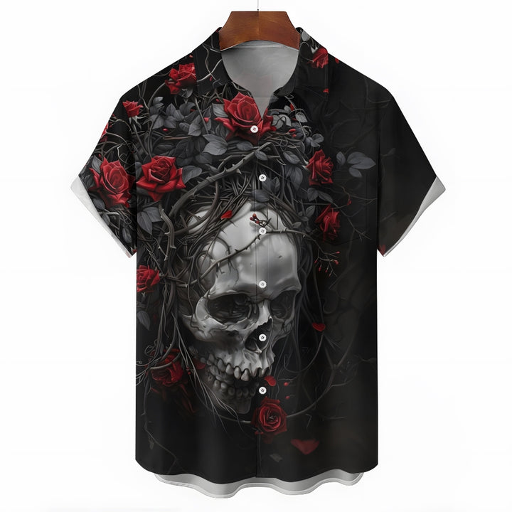 Skull and Roses Hawaiian Short Sleeve Shirt 2412008540