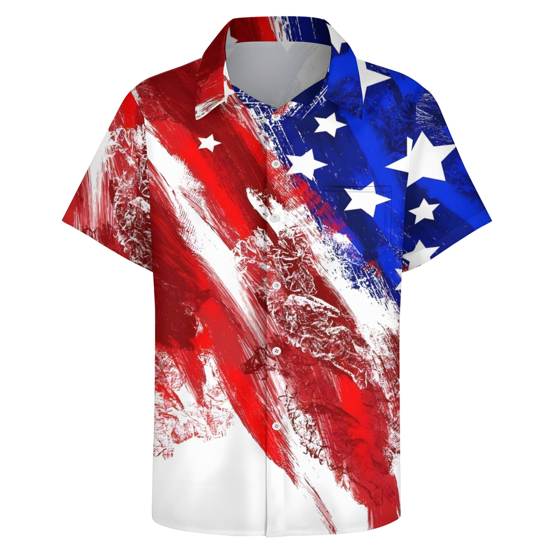 Men's Flag Patriotism Short Sleeve Shirt 2404001064