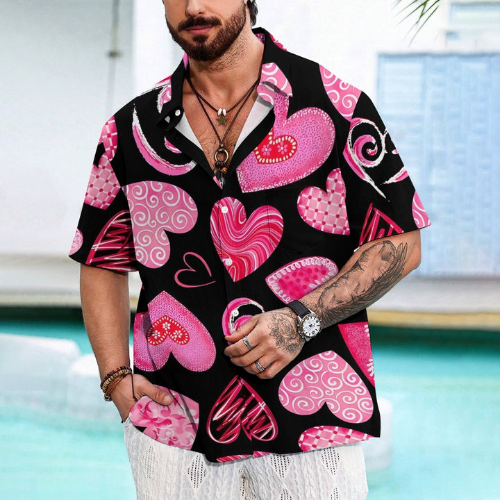 Valentine's Day Love Pink Print Casual Shirt 2412006509