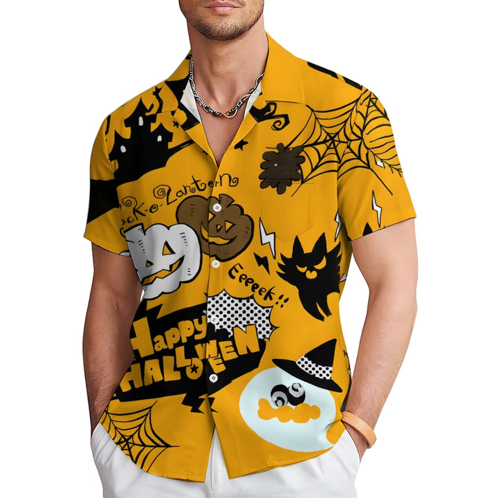 Halloween Ghost Pumpkin Casual Large Size Short Sleeve Shirt 2408000388