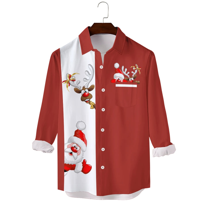 Men's Casual Christmas Printed Long Sleeve Shirt