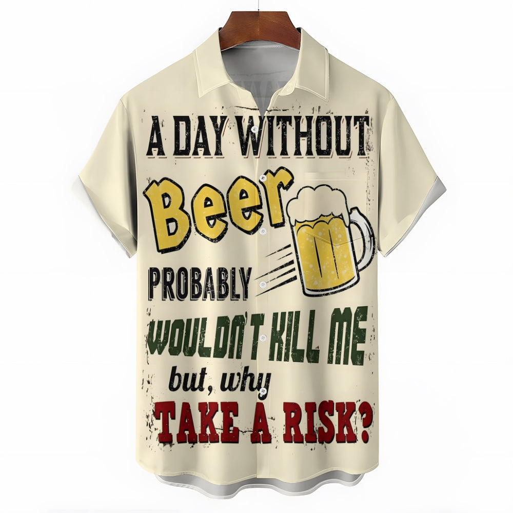 Beer Fun Casual Short Sleeve Shirt 2409009583