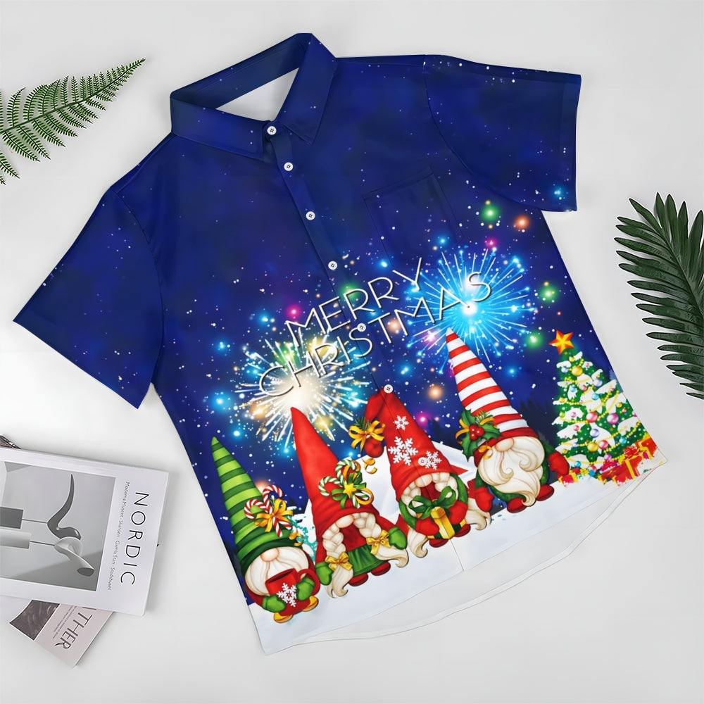 Merry Christmas Decorative Print Short Sleeve Shirt 2409011390