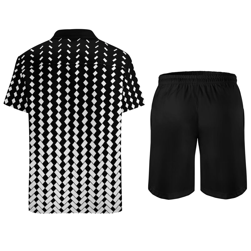 Men's Geometric Gradient Print Beach Two-Piece Suit 2404000016
