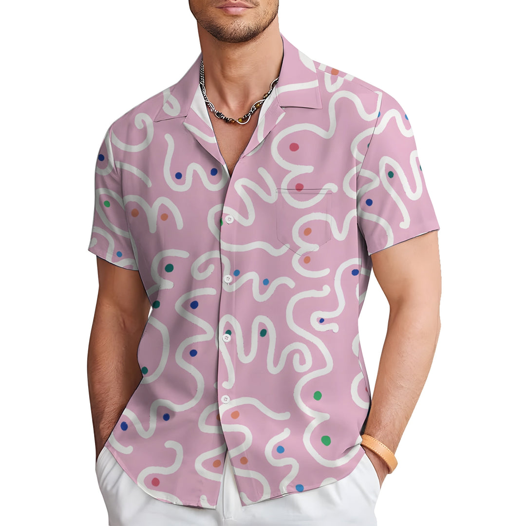 Abstract Print Men's Casual Short Sleeve Shirt 2404001278