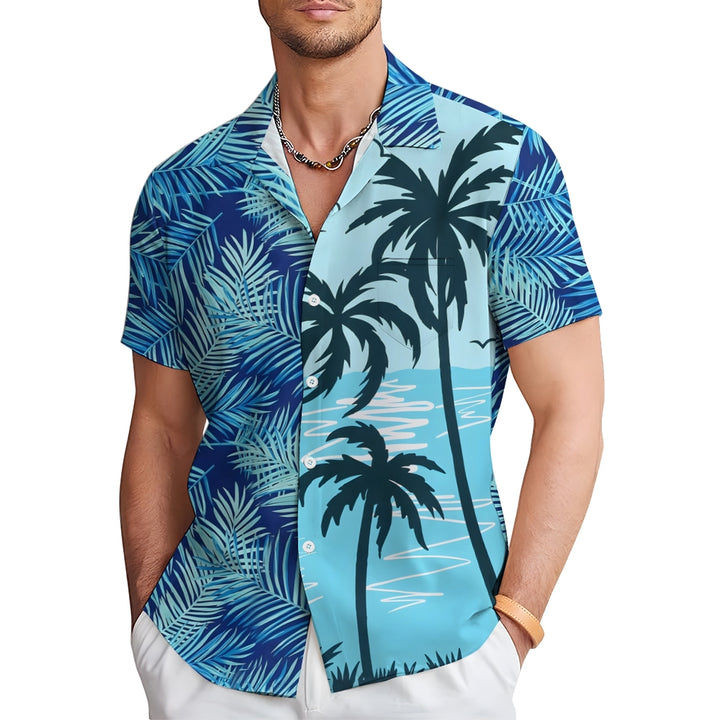 Men's Hawaiian Coconut Tree Casual Short Sleeve Shirt 2410005861