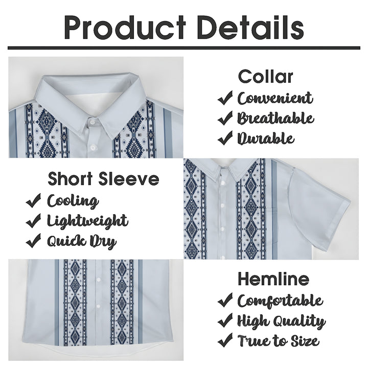 Men's Classic Geometric Striped Casual Short-Sleeved Shirt 2410005539