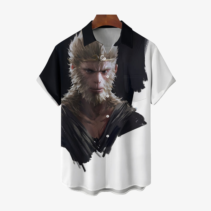 Black Myth Wukong Game Print Short Sleeve Shirt 2408007325