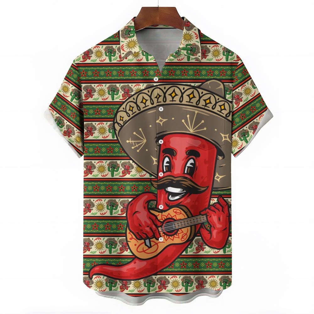 Men's Cinco De Mayo Mexico Chili Casual Short Sleeve Shirt 2404001061