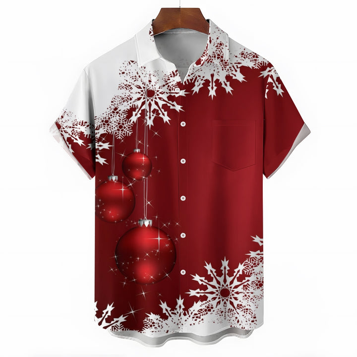 Men's Christmas Trendy Snowflake Graphic Print Short Sleeve Shirt