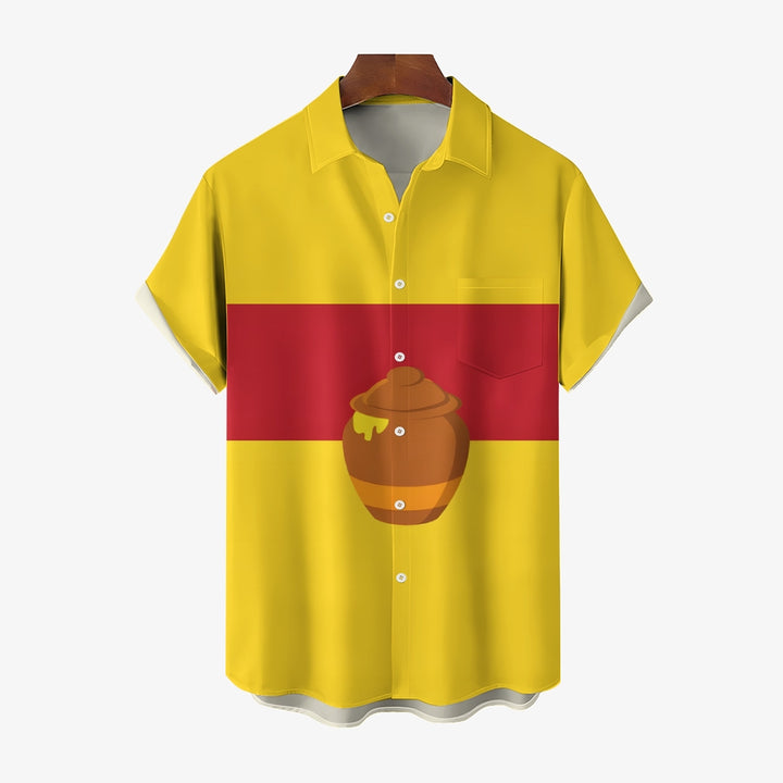 Cartoon Character Honey Print Casual Short Sleeve Shirt 2404001931