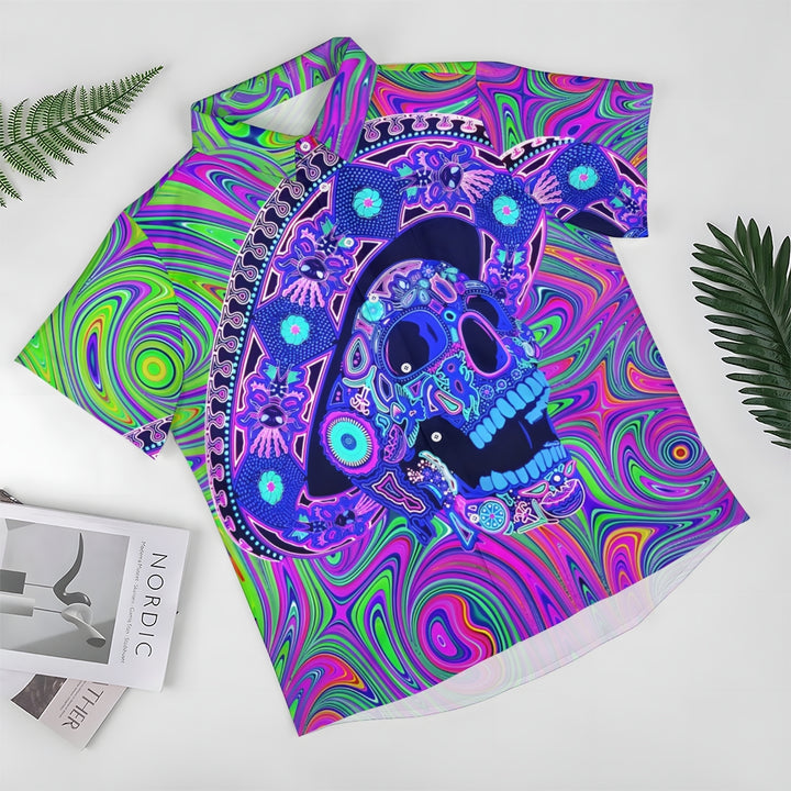 Mexican Day of the Dead Art Casual Short Sleeve Shirt 2409008975