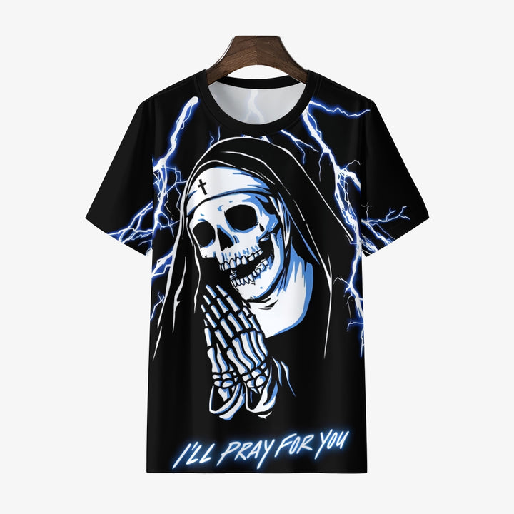 Halloween Skeleton Nun Short Sleeve T-Shirt 2408006568