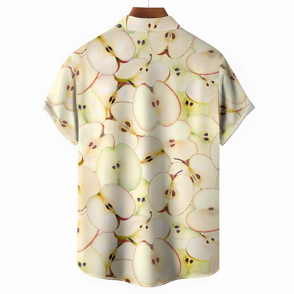 Apple Cutaway Print Casual Oversized Short Sleeve Shirt 2407003659