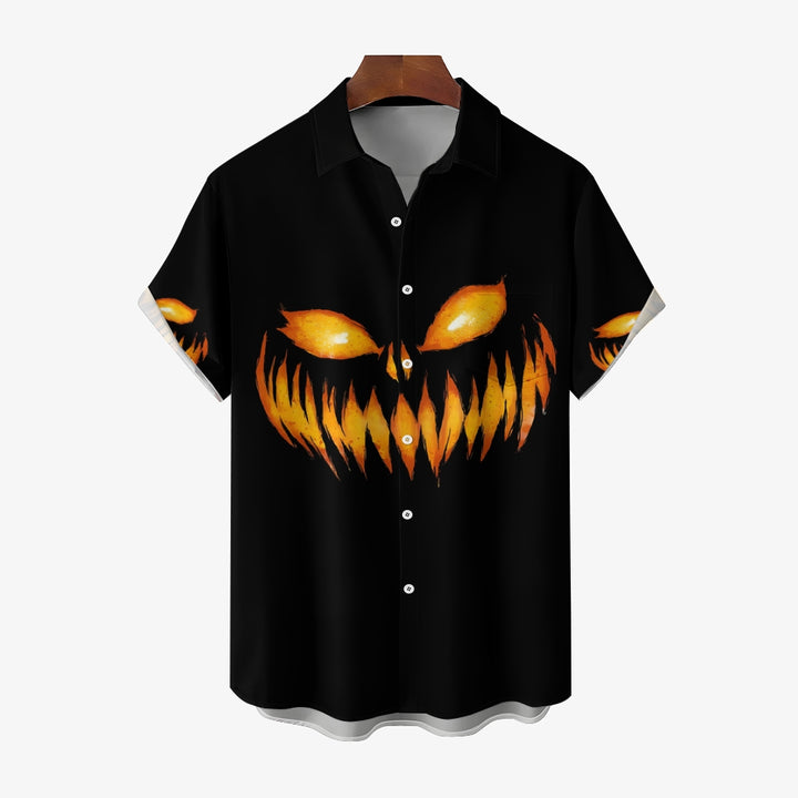 Men's Halloween Ghost Pumpkin Short Sleeve Shirt 2408008246